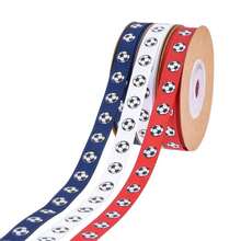 1 cuộn ruy băng bóng đá nam 10 yard màu sắc rực rỡ, ruy băng gân làm quà lưu niệm mùa tốt nghiệp, đóng gói quà tặng - Xem 1
