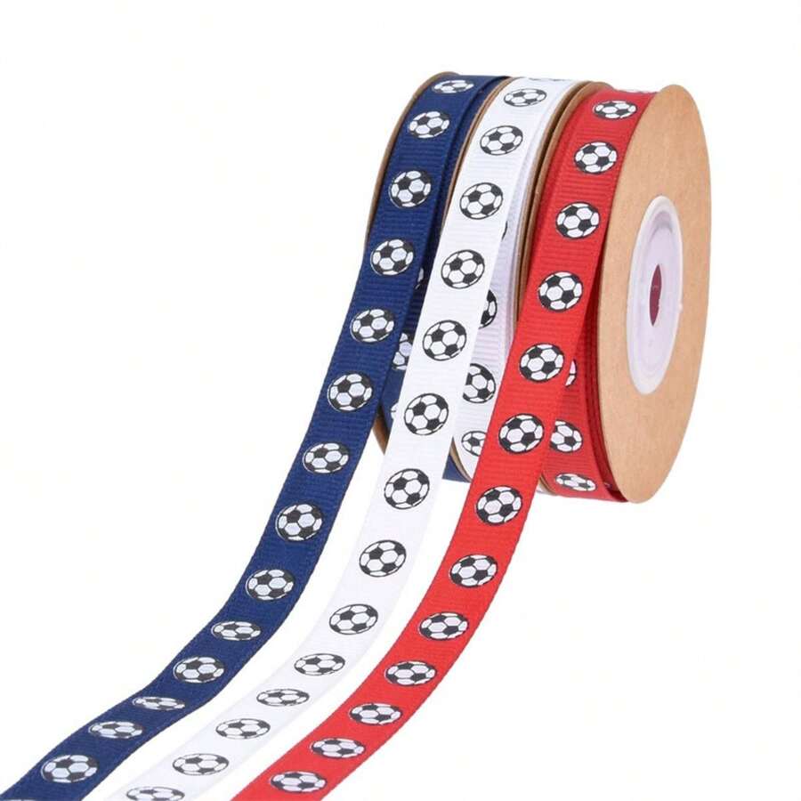 1 cuộn ruy băng bóng đá nam 10 yard màu sắc rực rỡ, ruy băng gân làm quà lưu niệm mùa tốt nghiệp, đóng gói quà tặng - Xem 1