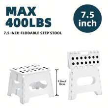 yoonispro 1pc Heavy Duty Folding Step Stool 7.5-18 Inch For Adults, Foldable & Storable Plastic Stool With Non-Slip Surface, Suitable For Kitchen, Bathroom, Bedroom (White, 7.5/9/11/13/16/18 Inch) - White - View 6