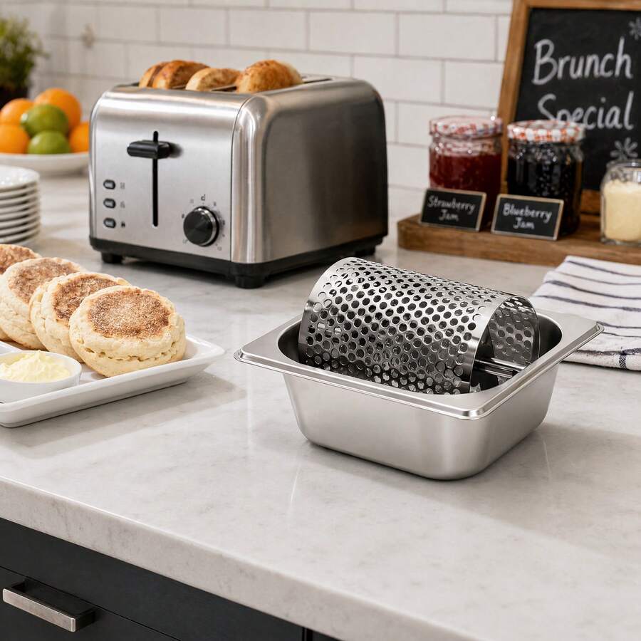 1 pieza Rodillo giratorio de acero inoxidable para untar mantequilla, rueda de mantequilla para pan, tostadas, sándwiches y pasteles, fácil de limpiar, utensilio de cocina para uso diario - Multicolor - Ver 1