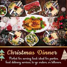 Platos de papel de Navidad, 50 unidades de platos de cena navideos desechables, dorados con bordes festoneados, suministros de - Árboles de Navidad coloridos - Ver 3