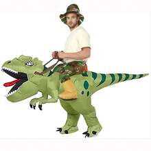 Inflatable Dinosaur Costume For Man Adult Cosplay Party Inflatable Ride On T-Rex Costume Blow Up Funny Costumes Halloween Christmas Carnival Party - Green - View 1