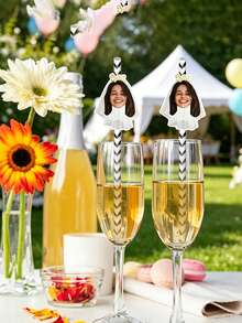 1/12/24/48pcs Customized Personalized Bride Face Photo Paper, Cocktail Glass Decor Straws, Bachelorette Party Decorations, Bridal Shower Supplies, Party Favors, Bachelorette Party, Birthday Party, Personalized Gifts, Gifts For Her - Multicolor - View 2