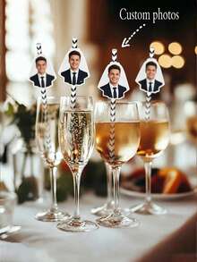 1/12/24/48pcs Customized Personalized Bride Face Photo Paper, Cocktail Glass Decor Straws, Bachelorette Party Decorations, Bridal Shower Supplies, Party Favors, Bachelorette Party, Birthday Party, Personalized Gifts, Gifts For Her - Multicolor - View 5