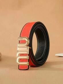 Women's Palm Print Leather Belt, Fashionable Minimalist Versatile Jeans Waist Belt, Korean Style - Multicolor - View 9