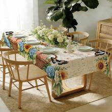 1pc Pastoral Floral Butterfly Pattern Tablecloth, Waterproof Stain-Resistant Dining Table Decor Cloth, Suitable For Kitchen, Dining Table, Coffee Table, TV Cabinet, Entryway, Party Holiday Decoration, Home Decor - Multicolor - View 4