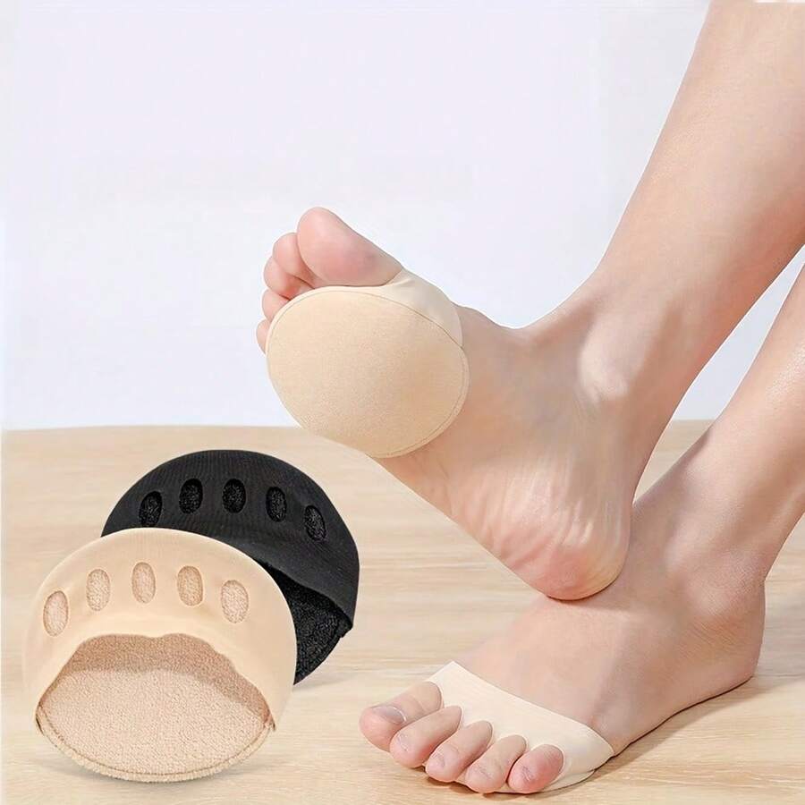2 Pairs/4 Pairs Invisible Comfortable Socks, With Breathable Forefoot Pads, Non-Slip Metatarsal Support, Toe Separator Pads For Women's High Heels And Shoes - A - View 1