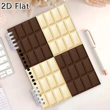 1 pieza Cuaderno de hojas sueltas con patrón de chocolate A5 de 5 anillos, adecuado para estudio diario, oficina y toma de notas - Rectángulo - Ver 1