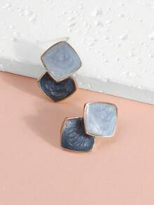Geometric Pattern Earrings Suitable For Daily Wear - Blue - View 5