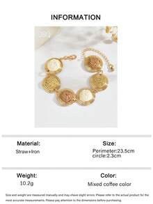 OOQ 1pc Minimalist Solid Color Raffia Woven Geometric Round Chain Bracelet, Elegant Fashion Fresh Ins Style Versatile Women's Bracelet, Summer Beach Vacation Style, Daily Commute Wear (Handmade Raffia Weaving Method, Direction And Shape Random) - Mixed Coffee - View 7