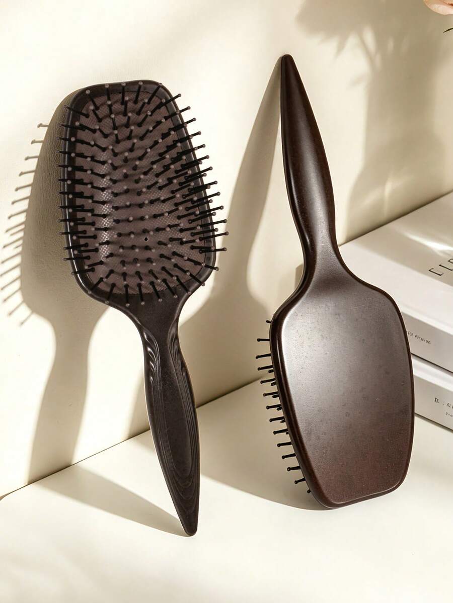 1pc/Set Retro Dark Brown Air Cushion Large Paddle Brush, Air Cushion Massage Detangling Comb For Long And Curly Hair, Universal Home Hair Styling Brush For Scalp Care, Volumizing And Daily Hair Care For Men And Women - Brown - View 1