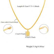 1pc New Classic Block Initial Pendant Golden Stainless Steel Herringbone Chain Necklaces For Women - Yellow Gold - View 2