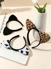 3 Piecescute Leopard Print Cow Ear Styling Headband, The Perfect Choice For Daily Accessories - Multicolor - View 4