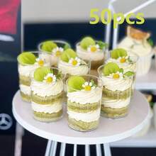 10pcs/50pcs/100pcs 100ml Straight Round Transparent Plastic Mousse Cups - Durable Clear Dessert Cups Suitable For Tiramisu, Pudding, Jelly, Cheesecake - Perfect For Weddings, Birthdays, Buffet Parties And Dessert Tables - Transparent - View 13