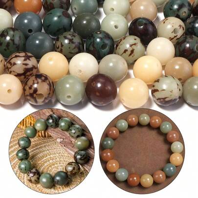 20/50 piezas/paquete de cuentas redondas de Bodhi, cuentas sueltas de piel de tigre multicolor de 12 mm, estilo Dunhuang, para pulseras y collares, cuentas de material de color mixto, cuentas budistas, cuentas decorativas vintage para colgantes, accesorios de joyería de cuentas DIY hechos a mano