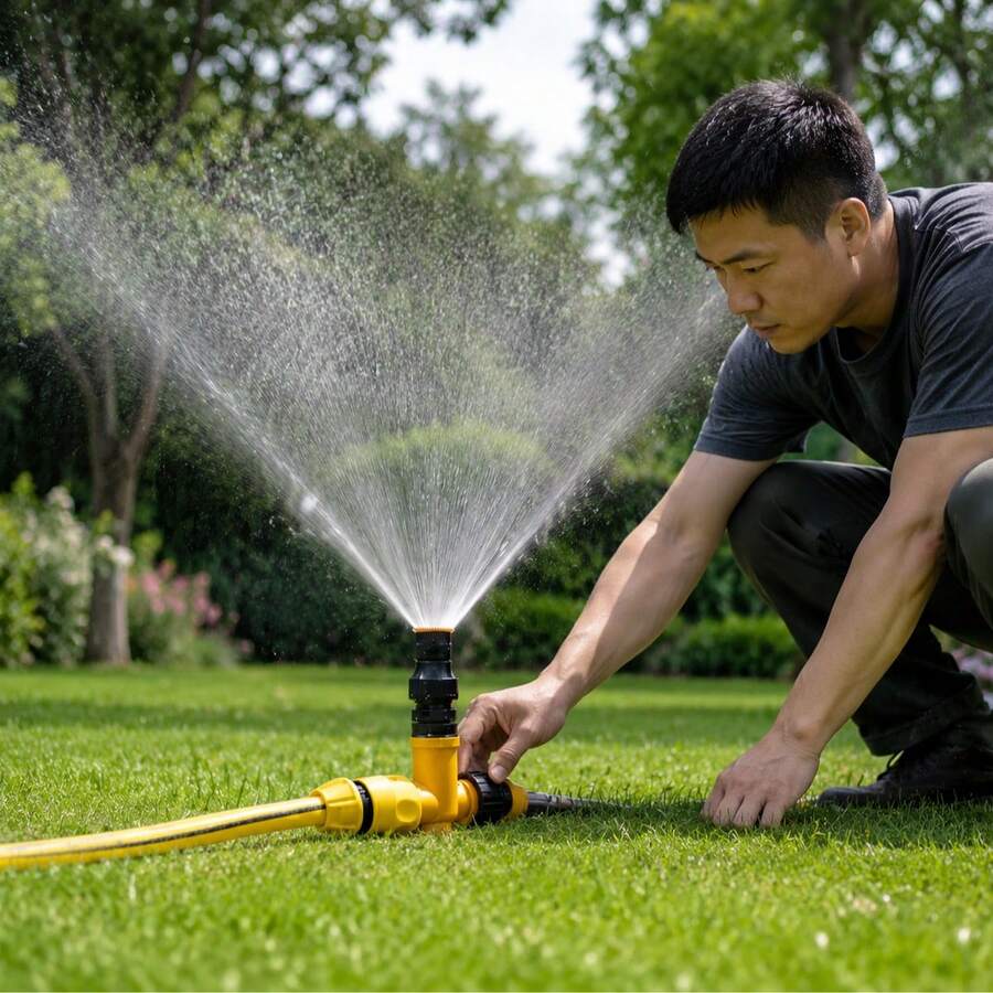 Universal 360° Garden Sprinkler And Adjustable Spray Irrigation System - Full Circle Lawn Watering, Flow Rate 60-550 L/H, 3-20m Coverage, External Thread Connection, Plastic And Mesh Structure, Efficient Watering For Garden, Lawn, Plants And Outdoor Irrigation, Splash-Proof And Easy To Install, Perfect For Home, Backyard And Professional Landscaping Applications - A - View 1