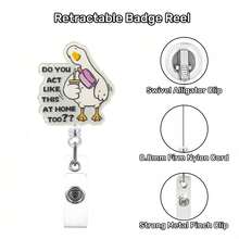 TONAVIETO 1pc Crooked Cute Goose Badge Reel Acrylic Retractable Badge Holder Clip With Swivel Alligator Clip For Nursing Student RN LPN CNA MA Medical Worker Teacher Doctor - 1PC - View 6