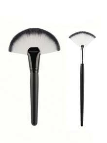 1/2 piezas Brochas de maquillaje grandes en forma de abanico para polvo facial, base, rubor y corrector, herramientas cosméticas, pincel de cerdas suaves multifuncional, herramienta de belleza 3 en 1 para polvo suelto, fijar el maquillaje y brillo intenso - Multicolor - Ver 20