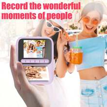 Cámara instantánea con zoom 8x, video 1080P de alta definición, fotografía con múltiples efectos, adecuada como cámara de ocio, 4 efectos de foto incorporados, juegos de entretenimiento mini, regalo ideal para vacaciones, cumpleaños, regalo creativo, batería de 1300mAh - Ver 8