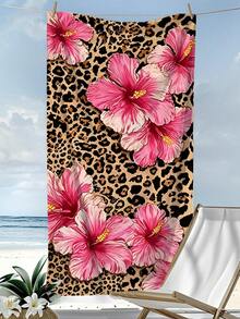 1pc[Soft Quick-Dry]250g Microfiber Large Beach Towel | Size: 70*140cm/90*180cm | Print Pattern: Leopard Pink Floral | Highly Absorbent, Portable And Easy To Use, Can Be Used As Pool Towel, Swimming Towel, Beach Towel | Suitable For Beach, Yoga, Camping, Fitness And Travel - Multicolor - View 13