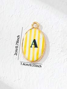 1 pieza Dijes de Letras Iniciales para Hacer Joyas DIY, Colgantes de Alfabeto Ovalados con Esmalte Dorado y Rayas de Colores, Dijes Surtidos A-Z para Pulseras y Collares - Multicolor - Ver 11