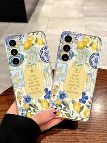 1件時尚條紋檸檬藍莓花卉高級柔軟手機保護殼，適用於 Honor、Galaxy A04e/12/A13/A14/A34/A50/A52/A53/A54/S21/S22/S23/S24/S25/S25Ultra/S25FE/S26/S26 PLUS/S26 ULTRA/S26 EDGE/6A/7A/8A/12T/13T/15T/15 TPRO - 無色 - 查看 2