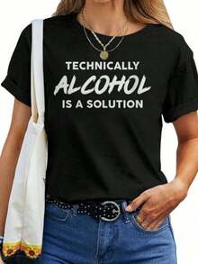 Técnicamente, el alcohol es una solución. Citas de amor por la ciencia. Camisetara mujer Mazezy DE - Negro - Ver 2