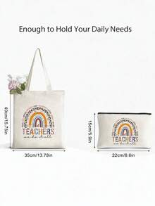 5pcs Best Teacher Theme Zipper Pouch Express Gratitude And Love Makeup Bag Various Snack Small Storage Bag Portable Multi-Functional Storage Bag Teacher Travel Storage Gift Thanksgiving Christmas Birthday Teacher's Day Back To School Graduation Gift - Multicolor - View 6