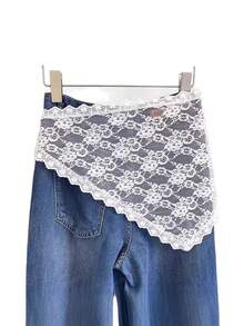 1pc Women's Fashion White Belt Triangle Waist Apron Lace Waist Skirt - White - View 1