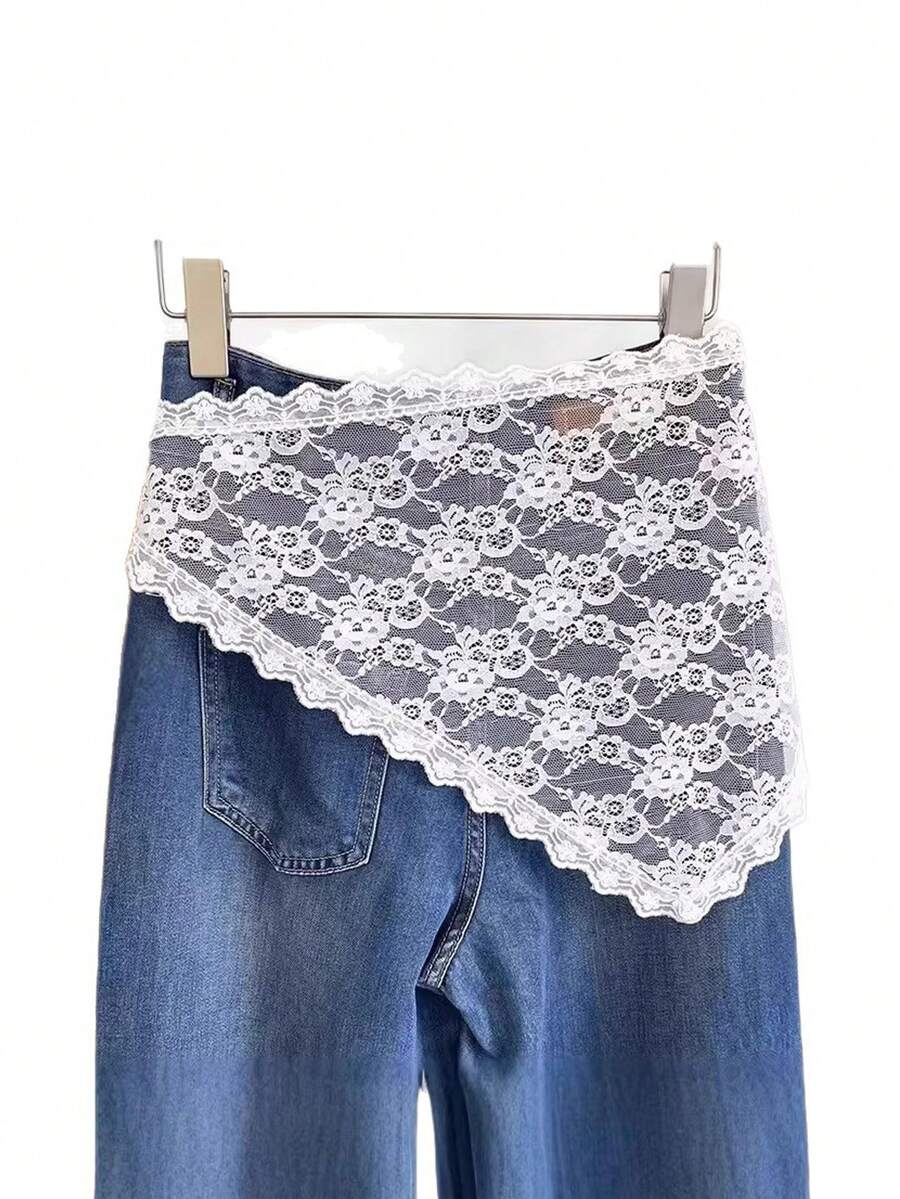 1pc Women's Fashion White Belt Triangle Waist Apron Lace Waist Skirt - White - View 1
