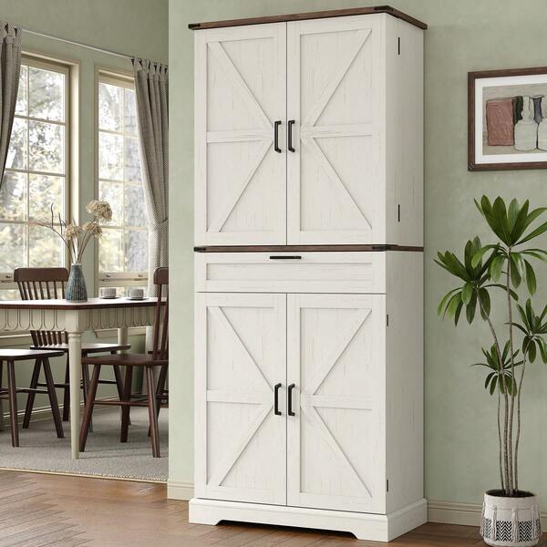 Yanosaku 72'' Kitchen Storage Pantry Cabinet, Tall Storage Cabinet With 8 Door Shelves, 2 Cabinets And 1 Drawer, Freestanding Cupboard For Kitchen, Dining Room, Bathroom, Laundry, Living Room, Dark Rustic Oak