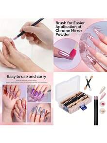 Nail Powder Brush Set, 50pcs Eyeshadow Brushes + 2pcs Nail File Tools Set, Disposable Double-Sided Eyeshadow Sponge Applicator Makeup Brushes, Mirror Effect Pearl Shimmer Pen Brushes - Multicolor - View 8