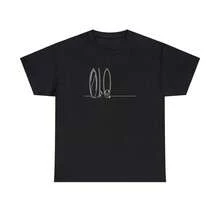 Surf Board Quiver T-Shirt - Single Line Design - Unisex Heavy Cotton Tee - Black - View 1