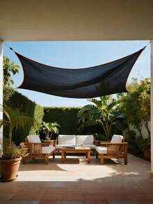 Rectangular Sand-Colored Sun Shade Sail, UV Protection Sun Curtain, Suitable For Backyard, Patio, Deck, Open Platform, Garden, Outdoor Activities And Facilities (Support Frame Not Included) - Quadrilateral - View 3