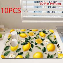1/10pcs Lemon Leaves Kitchen Countertop Drip Mat, Coffee Machine Mat With Strong Water Absorption, Heat Insulation And Anti-Slip Silicone Drying Mat For Coffee Maker, Espresso Machine, Bar Restaurant Mat, Pet Mat, Tableware Mat - Mint Green - View 11