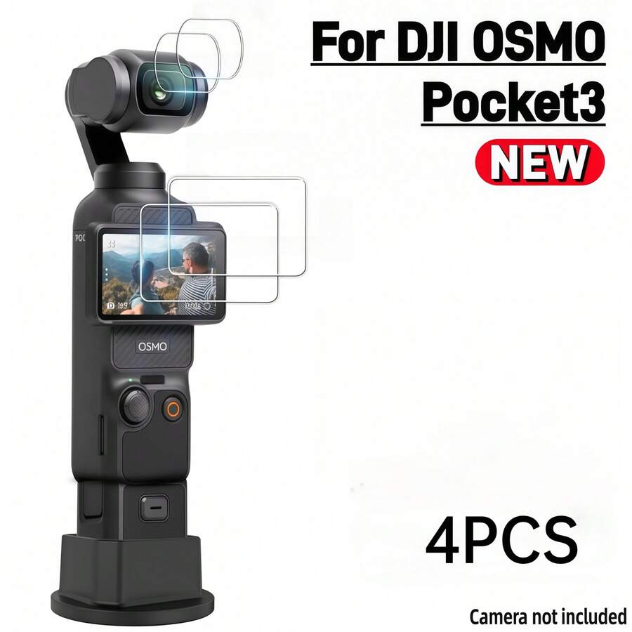 4-In-1 Compatible With Osmo Pocket 3, Anti-Slip Desktop Stand + Tempered Glass Screen Protector Set, Accessory Kit, 9H Hardness High-Definition Transparent Screen Protector, Scratch-Resistant And Easy To Install, Stand Provides Soft Support. - View 1