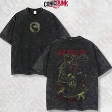 [Collection] Fatality Retro Limited Vintage Lightweight Washed Cotton T-Shirt With Double Print - Perfect Gift For Fans And Game Lovers L39 - Black - View 1