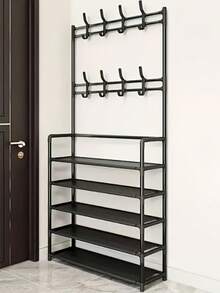 Shoe Rack Shoe Organizer Multifunctional Coat Rack, Shoe Rack For Closet, Coat And Shoe Rack, Space-Saving Entryway Furniture, Easy To Assemble, Multifunctional Storage Solution, For Various Home Settings - Black - View 12