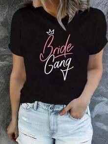 Casual Spring/Summer Printed T-Shirt - Black - View 1