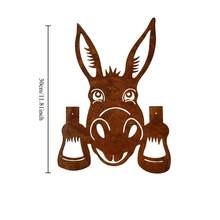 Rusted Metal Donkey Head Garden Stake/Fun Farm Animal Wall Decor For Outdoor Rustic Style (Suitable For Yard, Fence, Patio And Lawn)/Rusted Metal Donkey Garden Stake/Rustic Farm Animal Fence Decoration - C - View 11