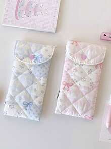 Fashionable Korean-Style Ditsy Floral Eyeglass Bag; Quilted Patchwork Printed Eyeglass Case; Suitable For Fashion Glasses, Eyeglass Accessories Or As Decorative Pendant - Multicolor - View 7