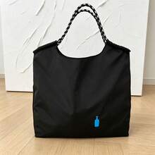 1pc New Embroidery Small Blue Bottle Pattern Nylon Foldable Shopping Bag Tote Bag Large Capacity Suitable For Daily Commute Shopping Women's Handbag Shoulder Tote Bag - Multicolor - View 11