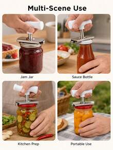 3pcs Adjustable Stainless Steel Can Opener, Labor-Saving Manual Rotary Bottle Cap Opener, Suitable For Elderly And Arthritis Patients, Multi-Functional Kitchen Tool, Fits Various Sizes Of Cans And Bottles - Multicolor - View 5