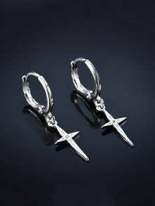 (2PCS) Fashion Minimalist Four-Pointed Star Micro-Inlaid Cubic Zirconia Women's Casual Earrings Copper Material Jewelry - Style 1 - View 3