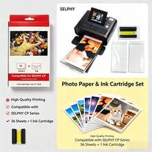 Compatible con el juego de tinta y papel de color Selphy CP1500 CP1300 CP1200 CP910 CP900 impresora de papel fotográfico KP108in KP-36in 4*6 pulgadas 100mm*148mm (1 estuche de tinta y 38 hojas de papel fotográfico) - Ver 4