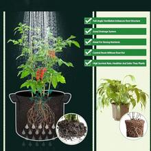 5 pièces Sacs de culture de plantes respirants en non-tissé avec poignées robustes - Pots de plantation en tissu réutilisables pour le jardinage extérieur et intérieur, idéal pour la culture de légumes, d'herbes, de fleurs et de fruits - Noir - Voir 3