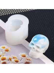 Matriță multifuncțională din silicon pentru craniu mic de Halloween, DIY, pentru aromaterapie și gips, lucrat manual - Craniu - Vizualizare 2