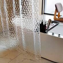 3D Translucent Water Cube Print Shower Curtain, Thickened Polyethylene Non-Woven Fabric, Forest Theme Design, Suitable For High-End Bathroom Decor, Modern Bathroom Shower Curtain - Multicolor - View 1