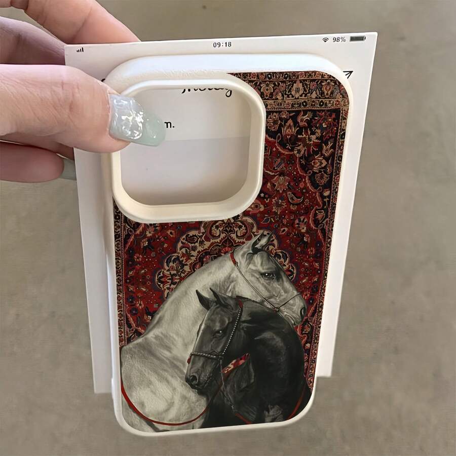 1件 白色磨砂極簡鏡頭保護花毯黑白馬紋手機殼,可個性化,適用 16 Pro Max/17/16/15/14 Plus/13/12/11/Air,兼容三星系列 - 彩色 - 查看 1