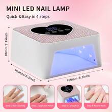 SUN BM-25 閃亮水鑽心形 UV LED 美甲燈，附 10s/30s/60s/99s 定時器與 LED 數位顯示，專業家用美甲沙龍美甲固化燈，適用於所有凝膠指甲油 - 粉色 - 查看 6